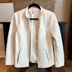 Size 1 (8-10) Chicos knitted polyester jacket. White.
